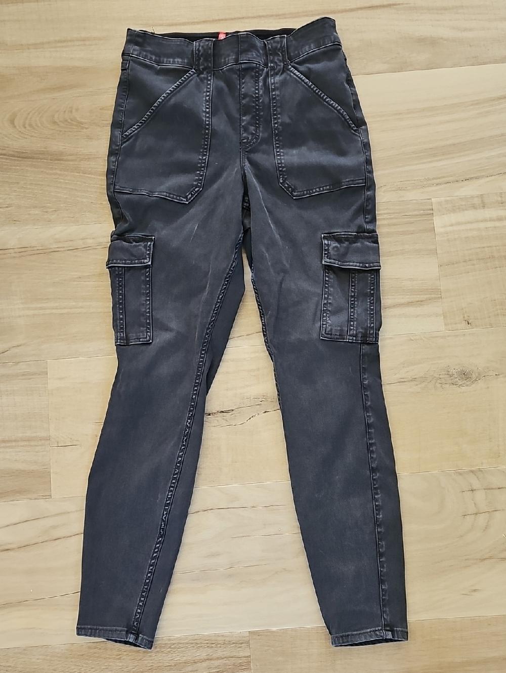 SPANX Stretch Cargo Leggings Pants Gray Sz L